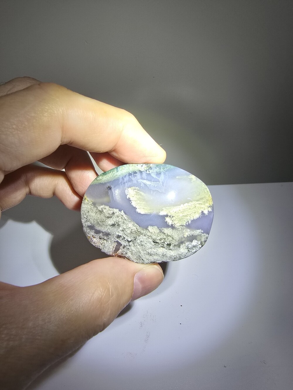 Moss Agate Crystal Palmstone #E